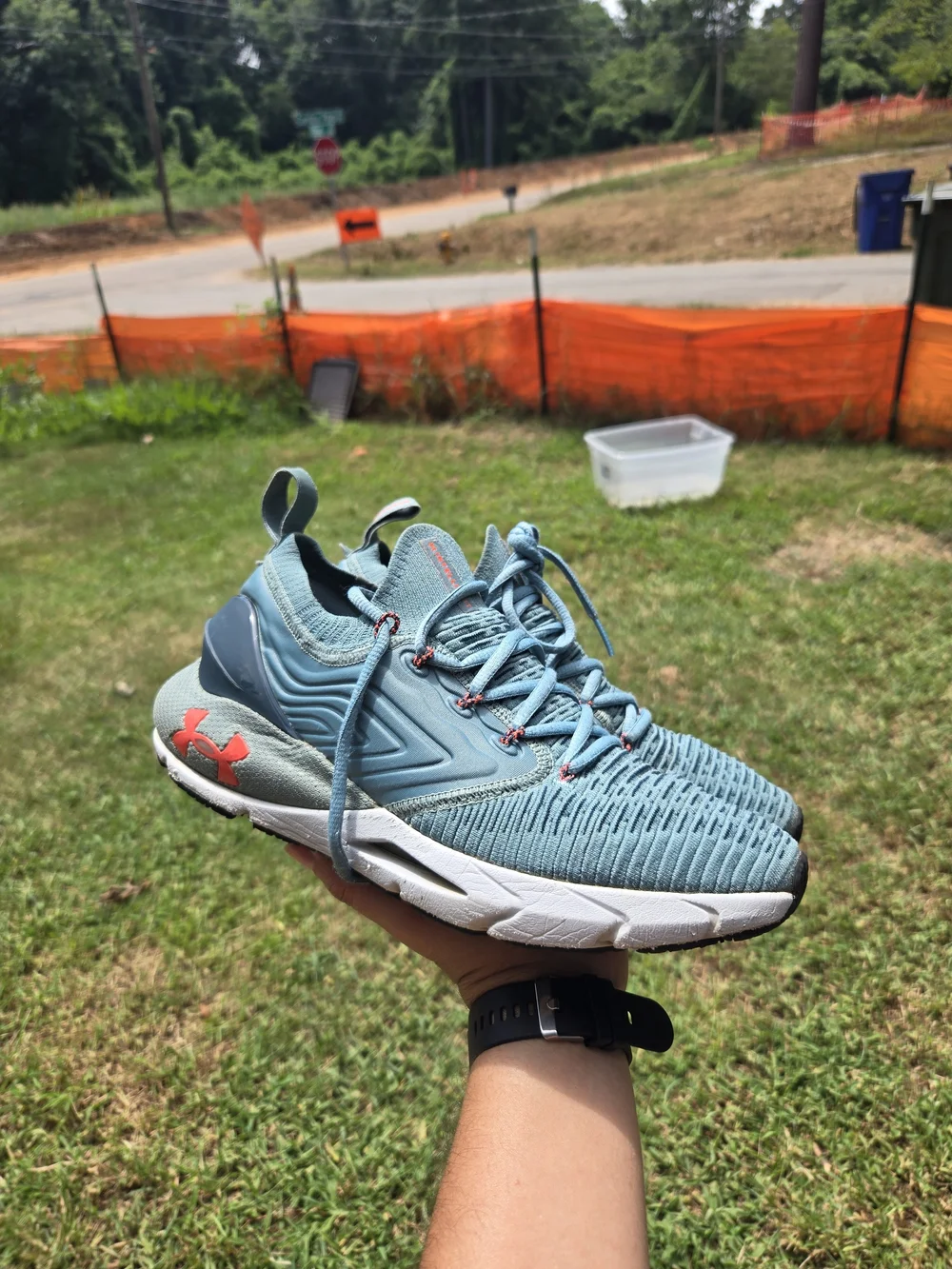 Athletic Women's Light Teal Training Sneakers with Coral Accents